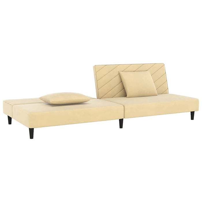 Canapea extensibilă cu 2 locuri, 2 perne, crem, catifea WALTI