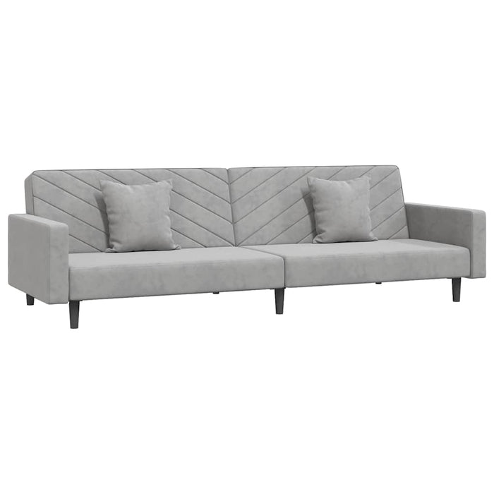 Canapea extensibilă cu 2 locuri, 2 perne, gri deschis catifea WALTI