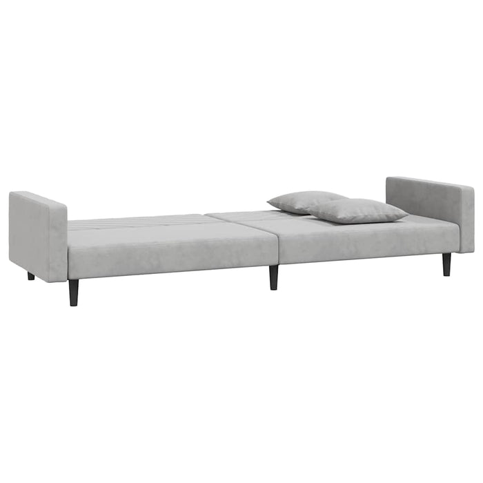 Canapea extensibilă cu 2 locuri, 2 perne, gri deschis catifea WALTI