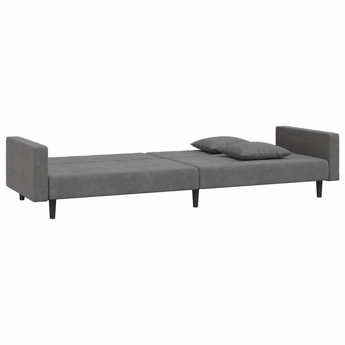 Canapea extensibilă cu 2 locuri, 2 perne, gri închis, catifea WALTI