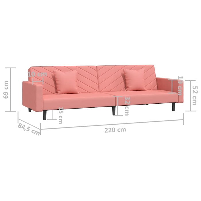 Canapea extensibilă cu 2 locuri, 2 perne, roz, catifea WALTI