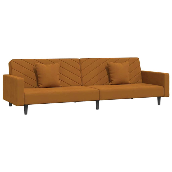 Canapea extensibilă cu 2 locuri, 2 perne, maro, catifea WALTI