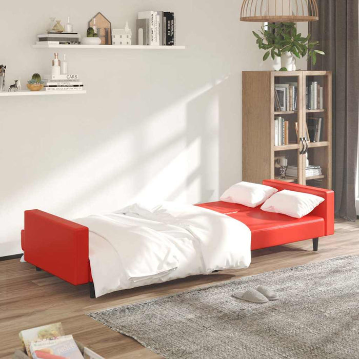Canapea extensibilă cu 2 locuri, roșu, piele ecologică WALTI