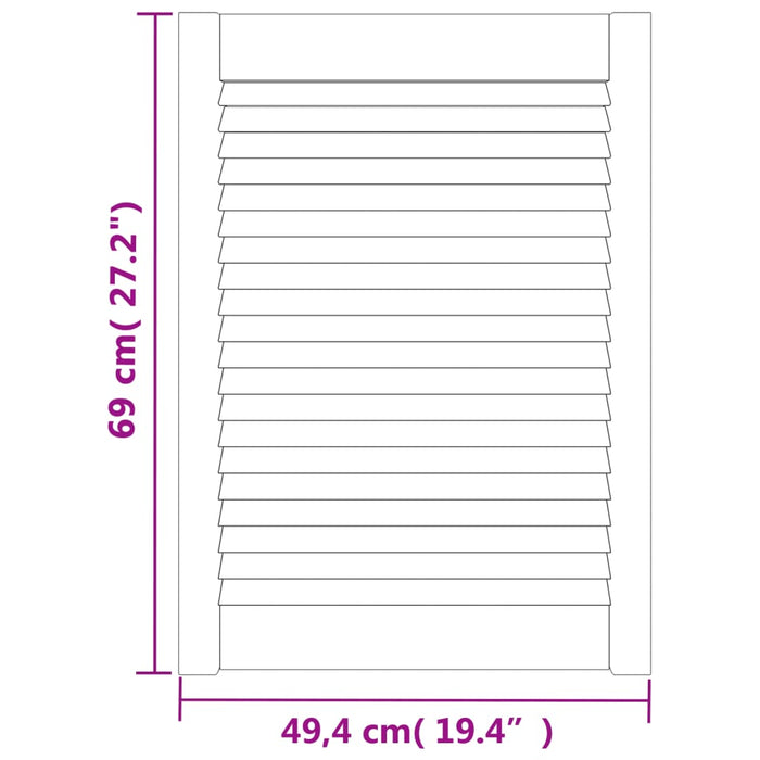 Uși dulap design lambriu 2 buc. alb 69x49,4 cm, lemn masiv pin - WALTI WALTI