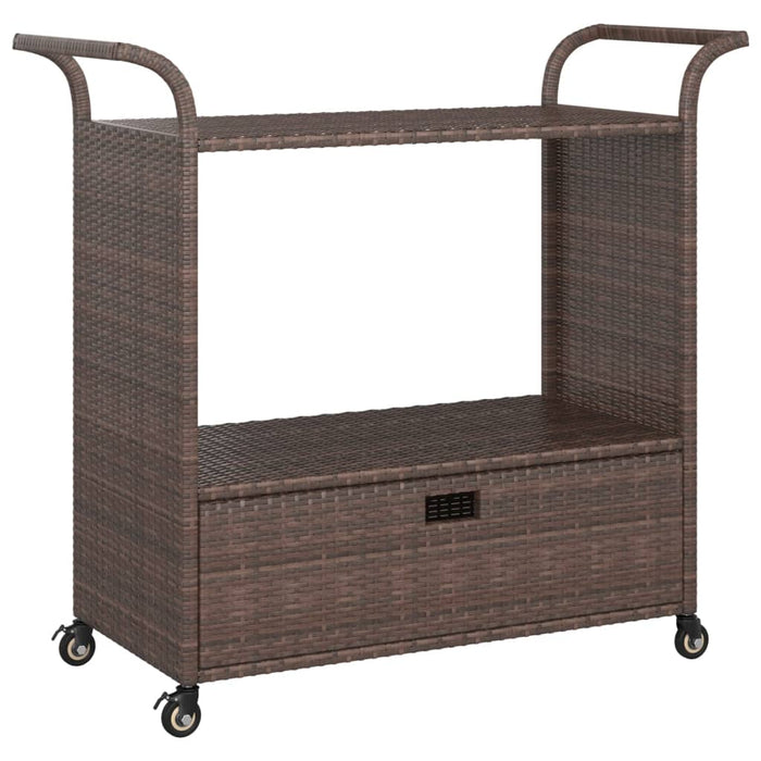 Cărucior de bar cu sertar, maro, 100x45x97 cm, poliratan - WALTI WALTI