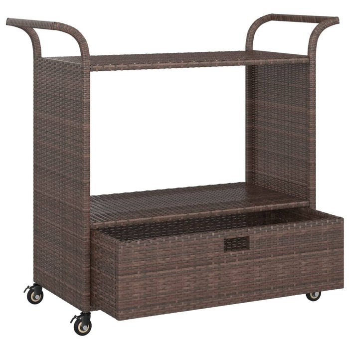 Cărucior de bar cu sertar, maro, 100x45x97 cm, poliratan - WALTI WALTI