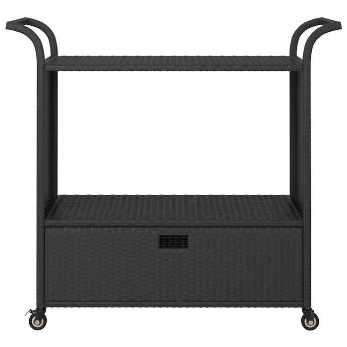 Cărucior de bar cu sertar, negru, 100x45x97 cm, poliratan WALTI