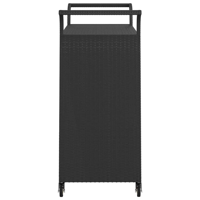 Cărucior de bar cu sertar, negru, 100x45x97 cm, poliratan WALTI