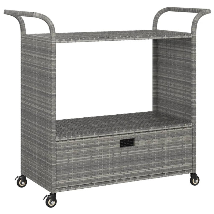 Cărucior de bar cu sertar, gri, 100x45x97 cm, poliratan - WALTI WALTI