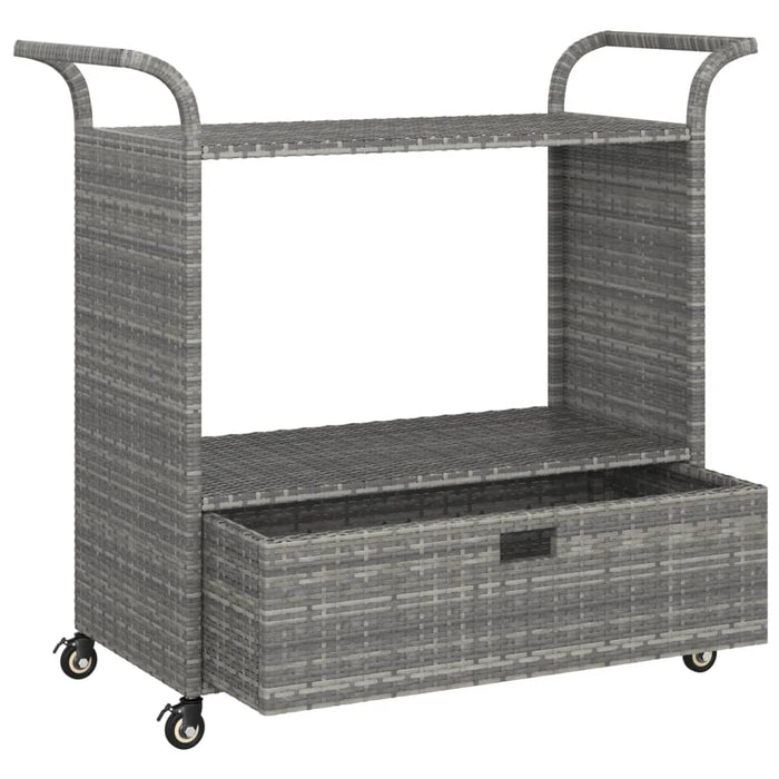 Cărucior de bar cu sertar, gri, 100x45x97 cm, poliratan - WALTI WALTI