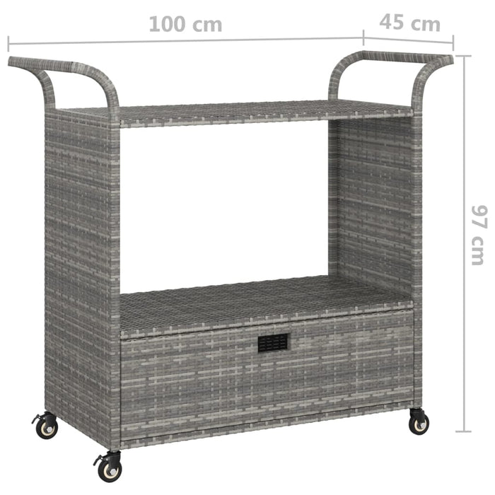Cărucior de bar cu sertar, gri, 100x45x97 cm, poliratan - WALTI WALTI