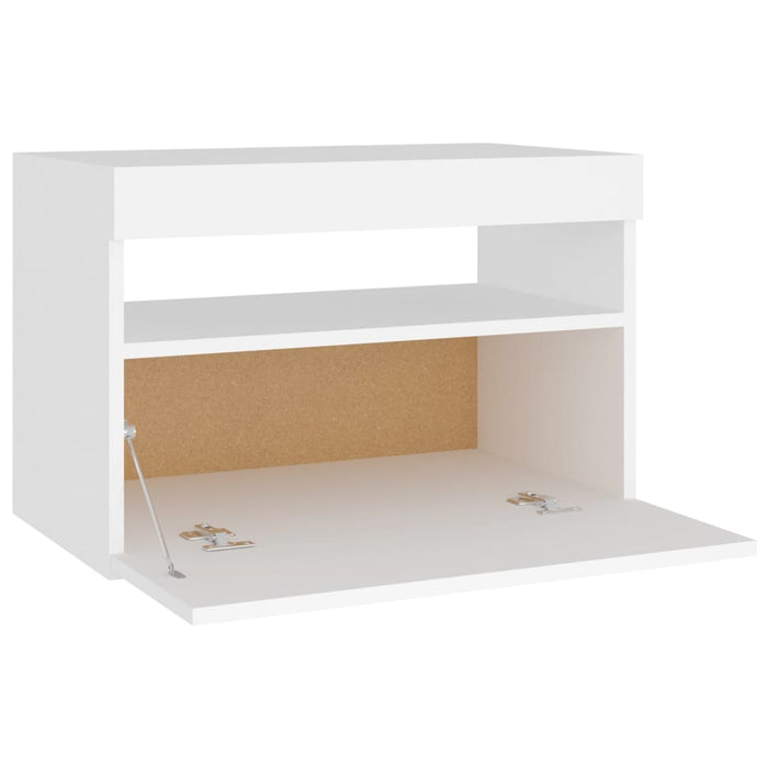Noptieră cu lumini LED, alb, 60x35x40 cm, lemn prelucrat - WALTI WALTI