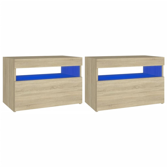 Noptieră cu lumini LED, 2 buc., stejar Sonoma, 60x35x40 cm - WALTI WALTI
