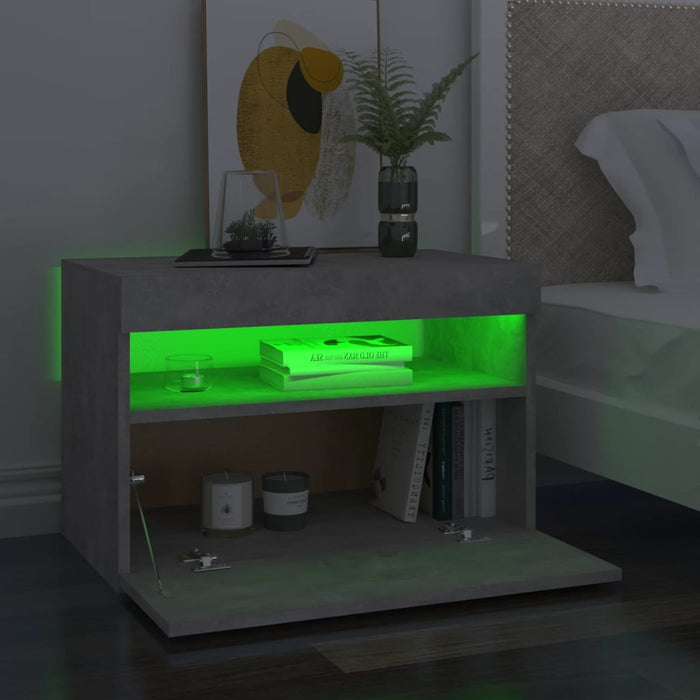 Noptieră cu lumini LED, gri beton, 60x35x40 cm - WALTI WALTI