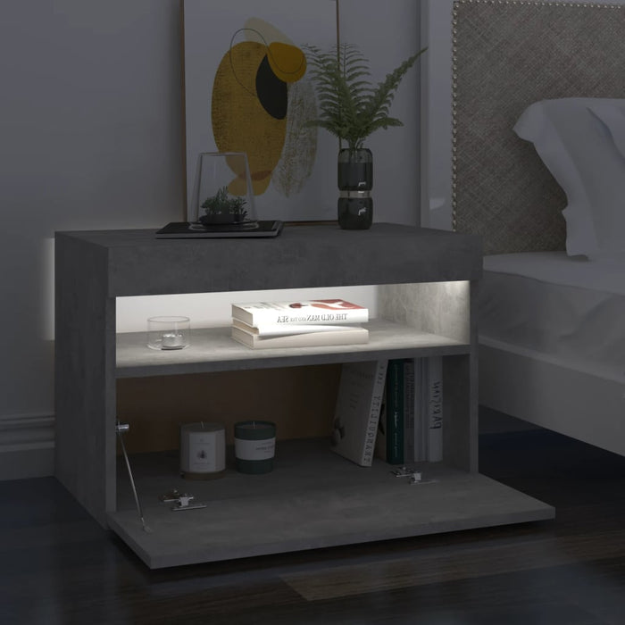 Noptieră cu lumini LED, gri beton, 60x35x40 cm - WALTI WALTI