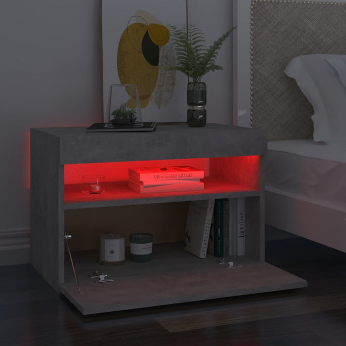 Noptieră cu lumini LED, gri beton, 60x35x40 cm - WALTI WALTI
