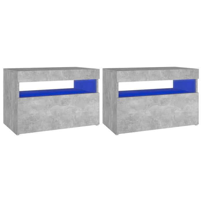 Noptieră cu lumini LED, 2 buc., gri beton, 60x35x40 cm - WALTI WALTI