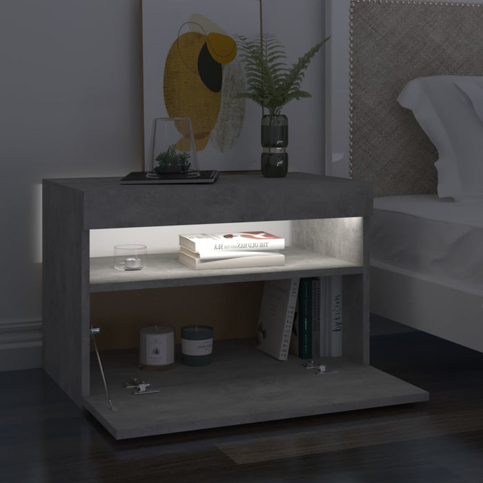 Noptieră cu lumini LED, 2 buc., gri beton, 60x35x40 cm - WALTI WALTI