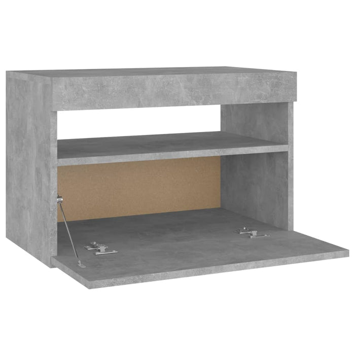 Noptieră cu lumini LED, 2 buc., gri beton, 60x35x40 cm - WALTI WALTI