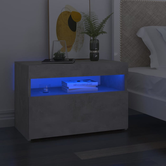 Noptieră cu lumini LED, 2 buc., gri beton, 60x35x40 cm - WALTI WALTI