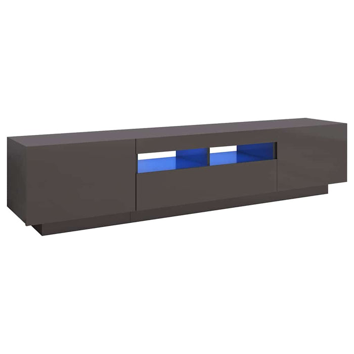 Comodă TV cu lumini LED, gri extralucios, 180x35x40 cm WALTI