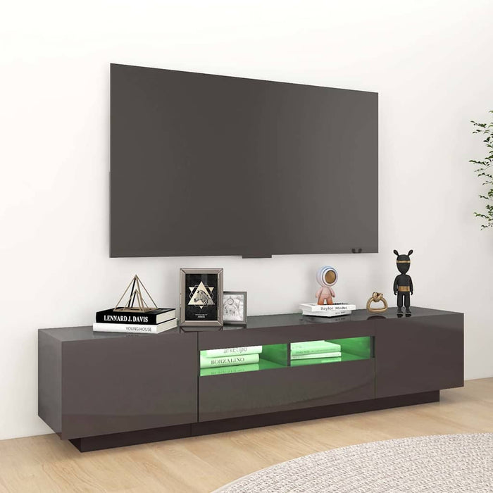 Comodă TV cu lumini LED, gri extralucios, 180x35x40 cm WALTI