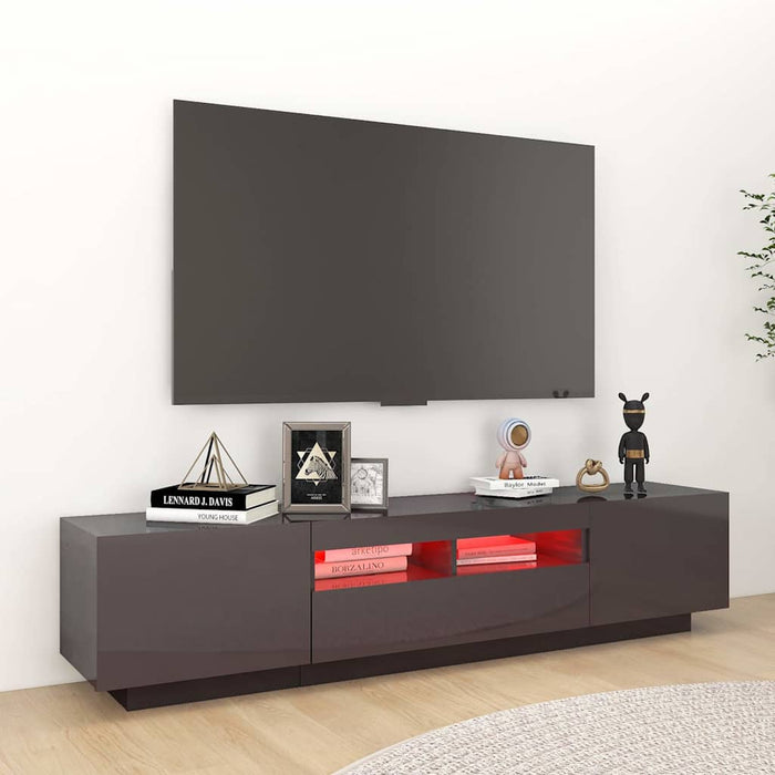 Comodă TV cu lumini LED, gri extralucios, 180x35x40 cm WALTI