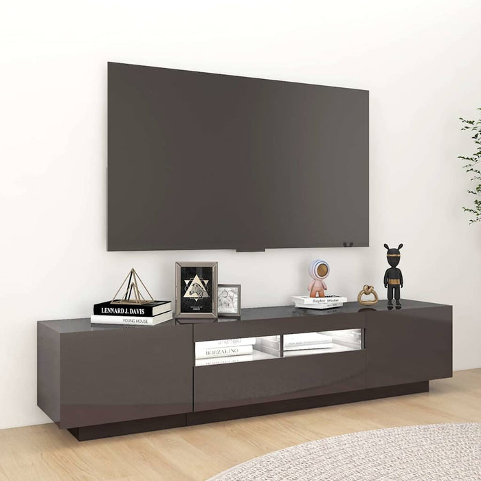 Comodă TV cu lumini LED, gri extralucios, 180x35x40 cm WALTI