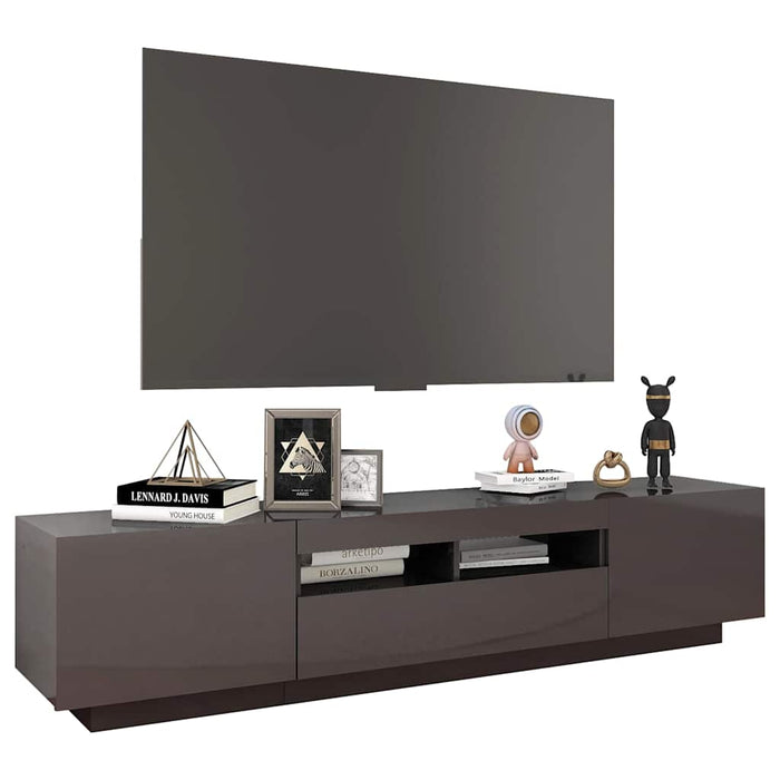 Comodă TV cu lumini LED, gri extralucios, 180x35x40 cm WALTI