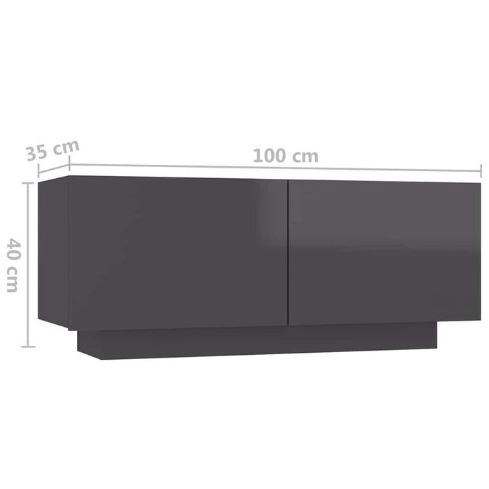 Comodă TV cu lumini LED, gri extralucios, 180x35x40 cm WALTI