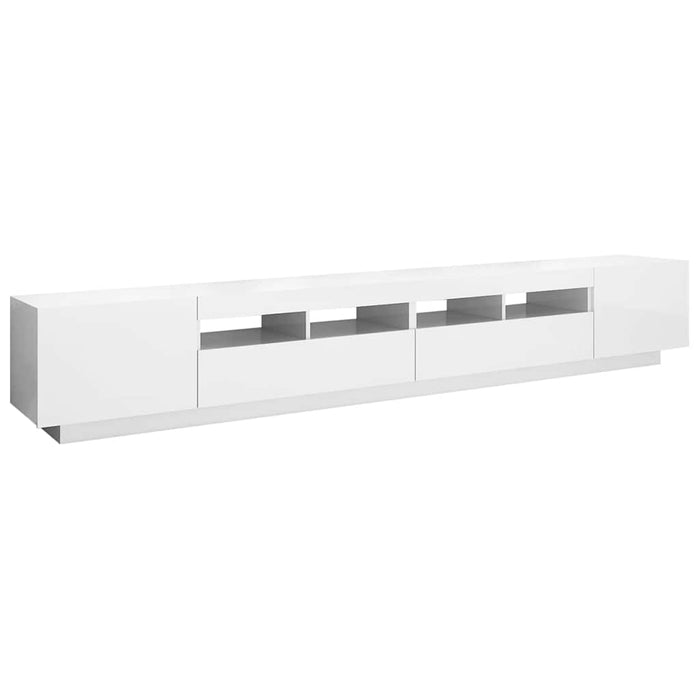 Comodă TV cu lumini LED, alb extra lucios, 260x35x40 cm WALTI