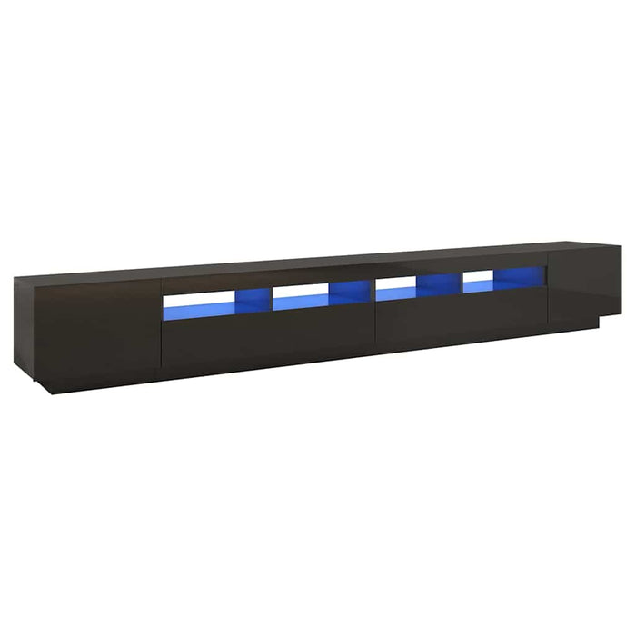 Comodă TV cu lumini LED, negru extralucios, 300x35x40 cm WALTI