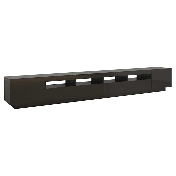 Comodă TV cu lumini LED, negru extralucios, 300x35x40 cm WALTI