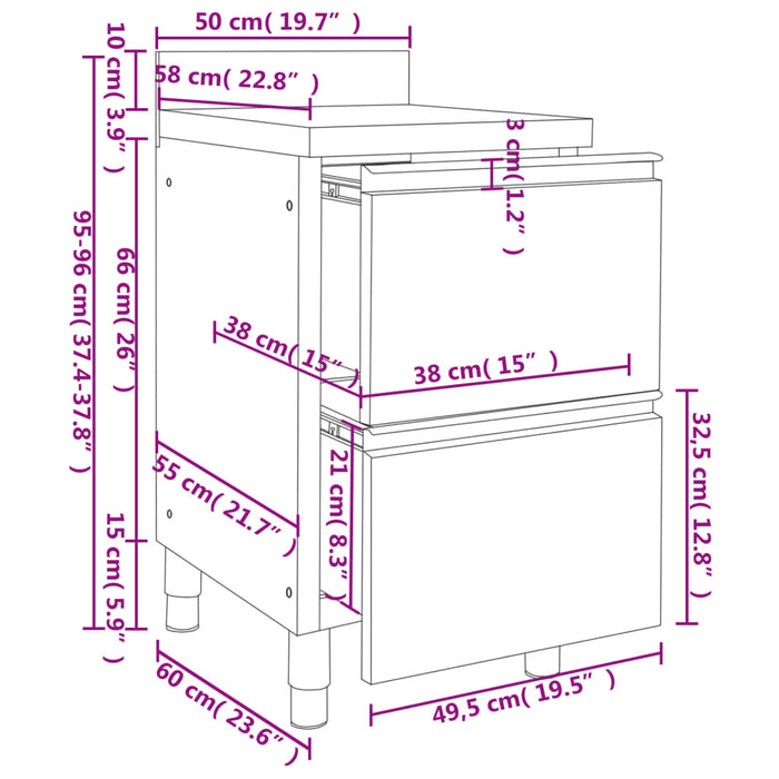 Dulap de bucătărie comercial cu 2 sertare 50x60x96 cm WALTI