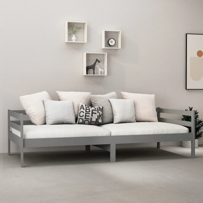 Pat de zi, 90x200 cm, gri, lemn masiv de pin - WALTI WALTI