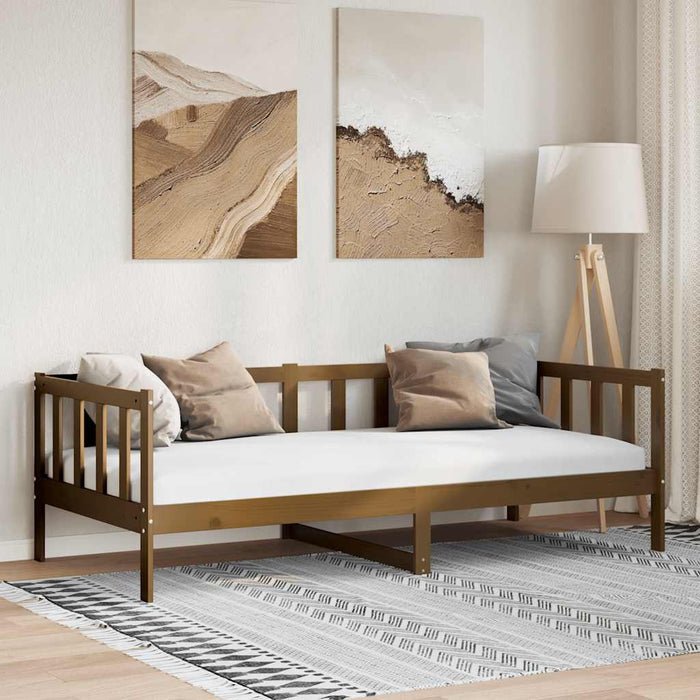 Pat de zi, 90x200 cm, maro miere, lemn masiv de pin WALTI