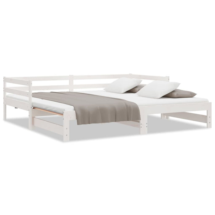 Pat extensibil de zi, alb, 2x(90x200) cm, lemn masiv de pin WALTI