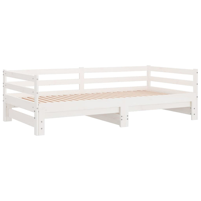 Pat extensibil de zi, alb, 2x(90x200) cm, lemn masiv de pin WALTI