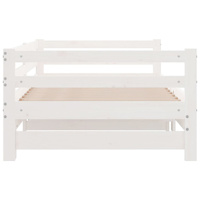 Pat extensibil de zi, alb, 2x(90x200) cm, lemn masiv de pin WALTI