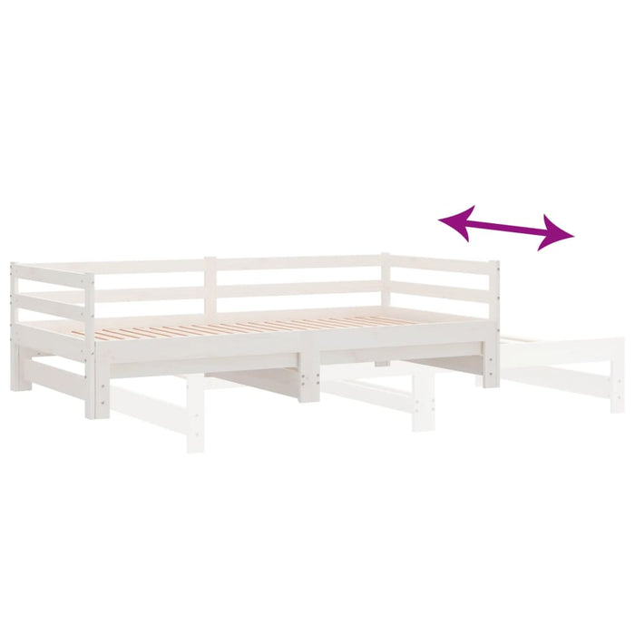 Pat extensibil de zi, alb, 2x(90x200) cm, lemn masiv de pin WALTI