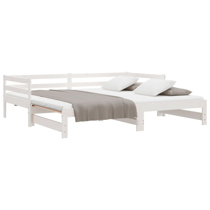 Pat extensibil de zi, alb, 2x(90x200) cm, lemn masiv de pin WALTI