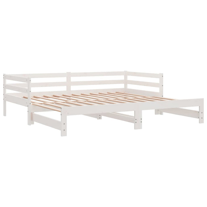 Pat extensibil de zi, alb, 2x(90x200) cm, lemn masiv de pin WALTI