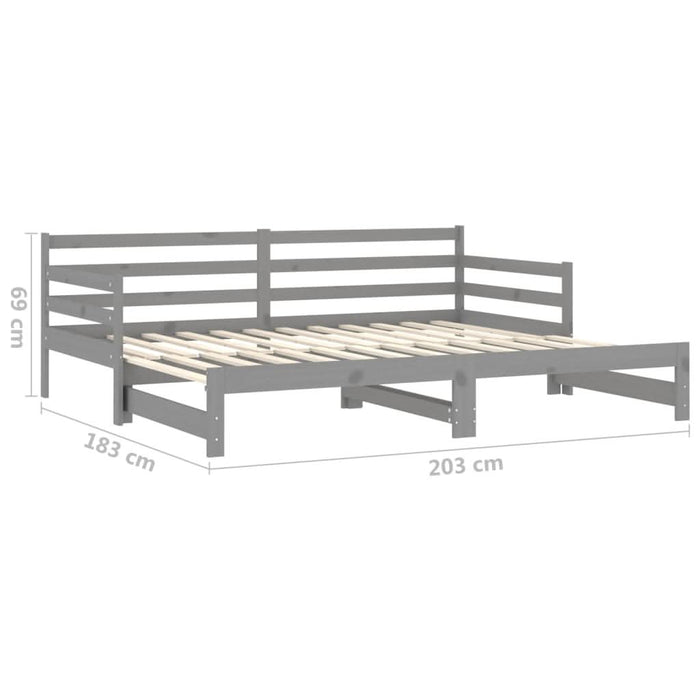 Pat extensibil de zi, gri, 2x(90x200) cm, lemn masiv de pin - WALTI WALTI