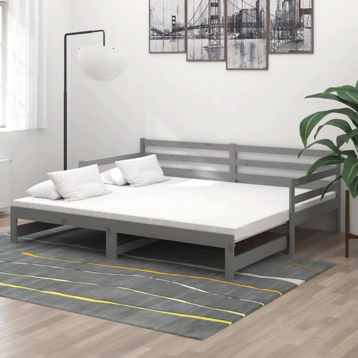 Pat extensibil de zi, gri, 2x(90x200) cm, lemn masiv de pin - WALTI WALTI