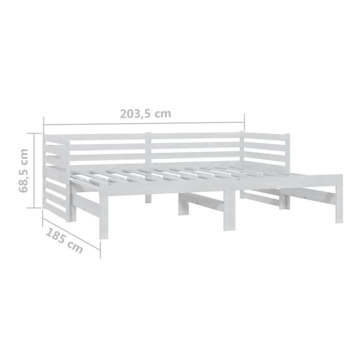 Pat extensibil de zi, alb, 2x(90x200) cm, lemn masiv de pin - WALTI WALTI
