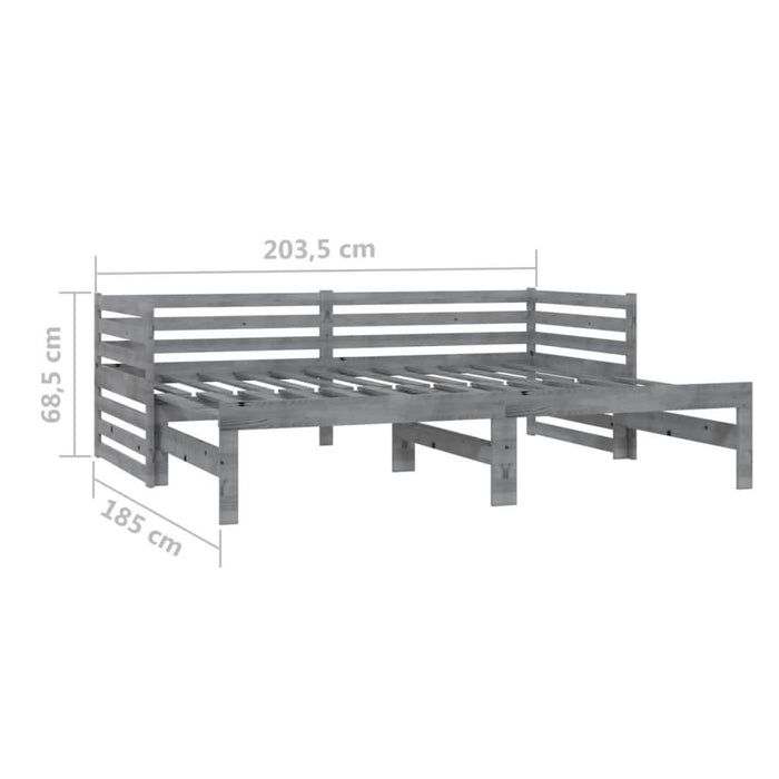 Pat extensibil de zi, gri, 2x(90x200) cm, lemn masiv de pin - WALTI WALTI