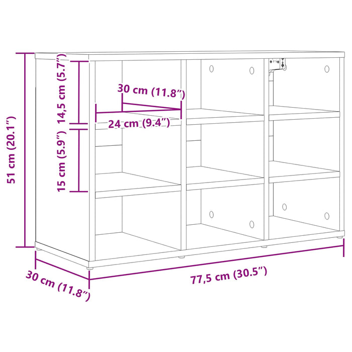 Dulap pentru pantofi Gri beton 77,5 x 30 x 51 cm Lemn compozit - WALTI WALTI