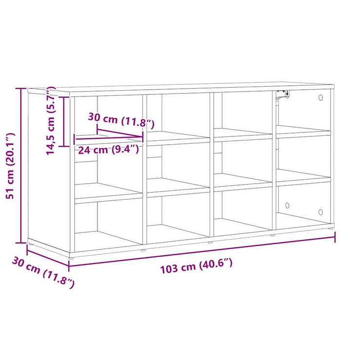 Dulap pentru pantofi Gri beton 103 x 30 x 51 cm Lemn compozit - WALTI WALTI