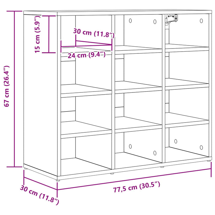 Dulap pentru pantofi Gri beton 77,5 x 30 x 67 cm Lemn compozit - WALTI WALTI