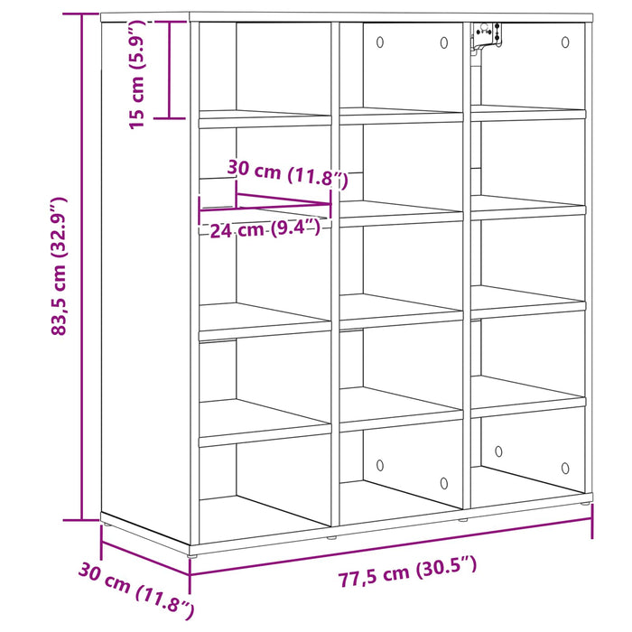 Dulap pentru pantofi cu raft Gri beton 77,5 x 30 x 83,5 cm - WALTI WALTI